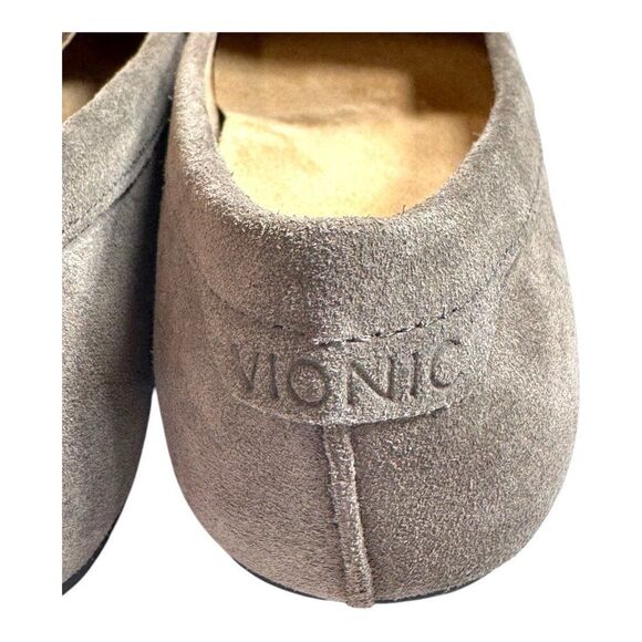 Vionic Womens Suede Moccasin Flats 7.5 Gray Slip-On Comfort Shoes Bow Accent - Picture 9 of 13